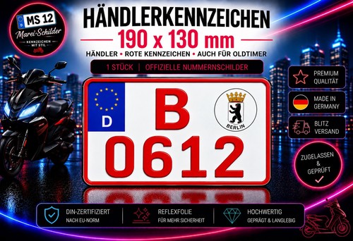 Kennzeichen rot 190 x - rot, |